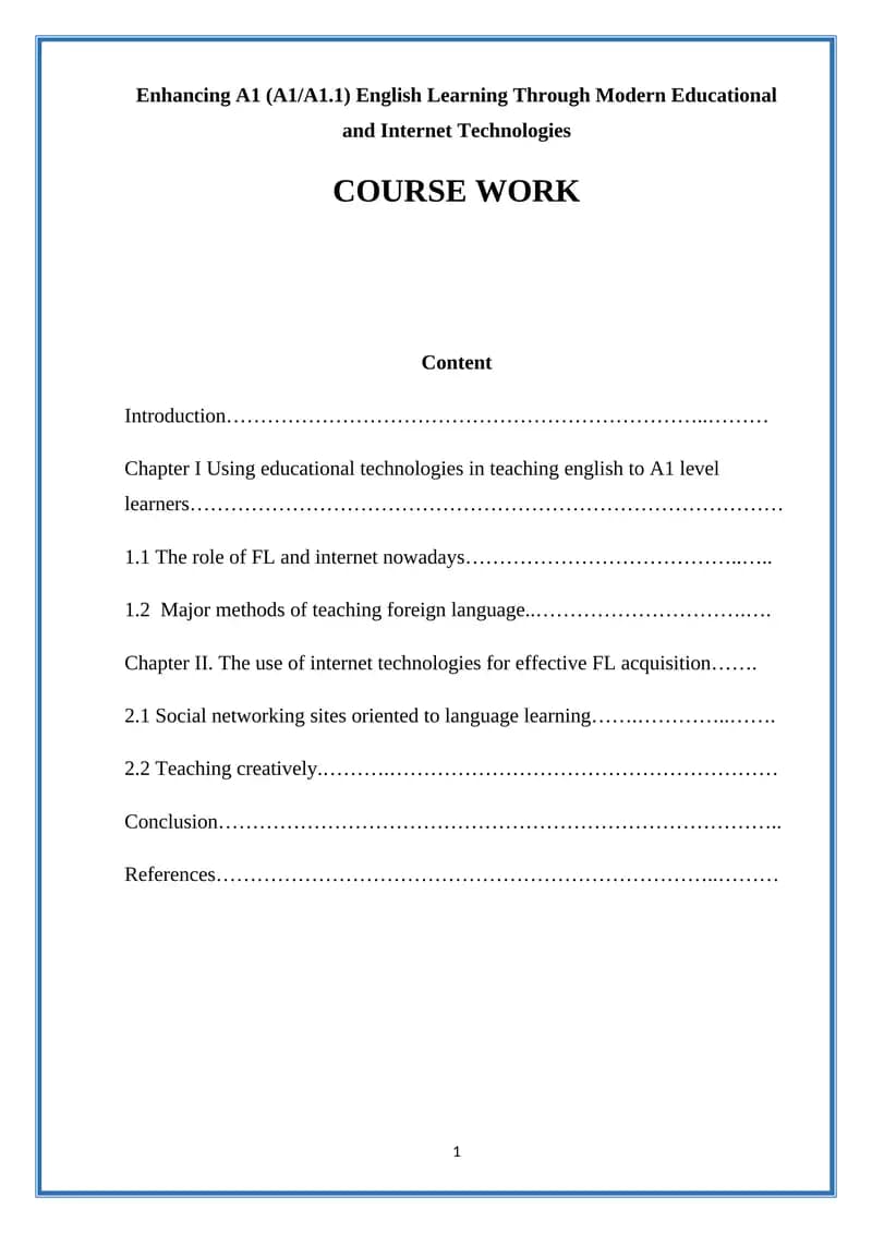 Internet technologies for English Learning