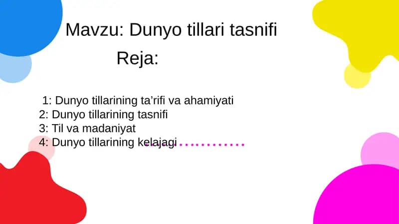 Dunyo tillarining ta’rifi va ahamiyati