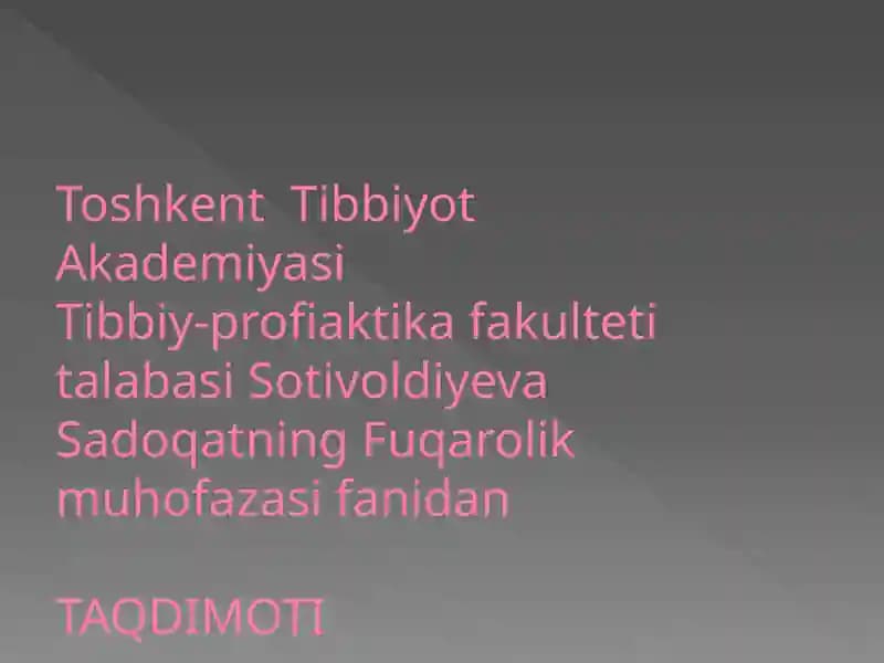 Shikastlanish o'chog'larida Dastlabki Shifokor Yordamini Tashkil Qilish