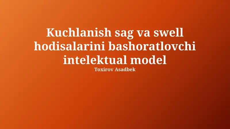 Kuchlanish sag va swell hodisalarini bashoratlovchi intelektual model
