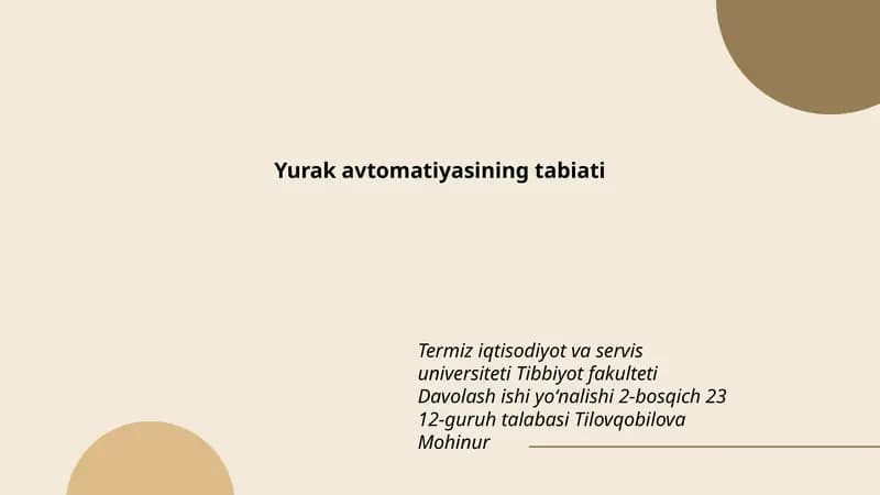 Yurak avtomatiyasining tabiati