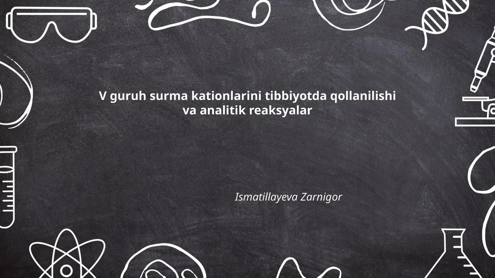 V guruh surma kationlarini tibbiyotda qollanilishi va analitik reaksyalar