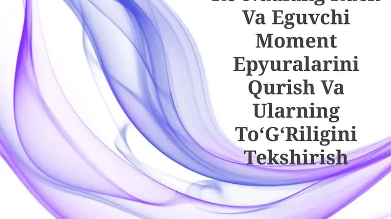 Ko‘Ndalang Kuch Va Eguvchi Moment Epyuralarini Qurish Va Ularning To‘G‘Riligini Tekshirish