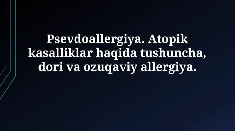 Psevdoallergiya: Ta'rif, Sabablari va Mexanizmlari