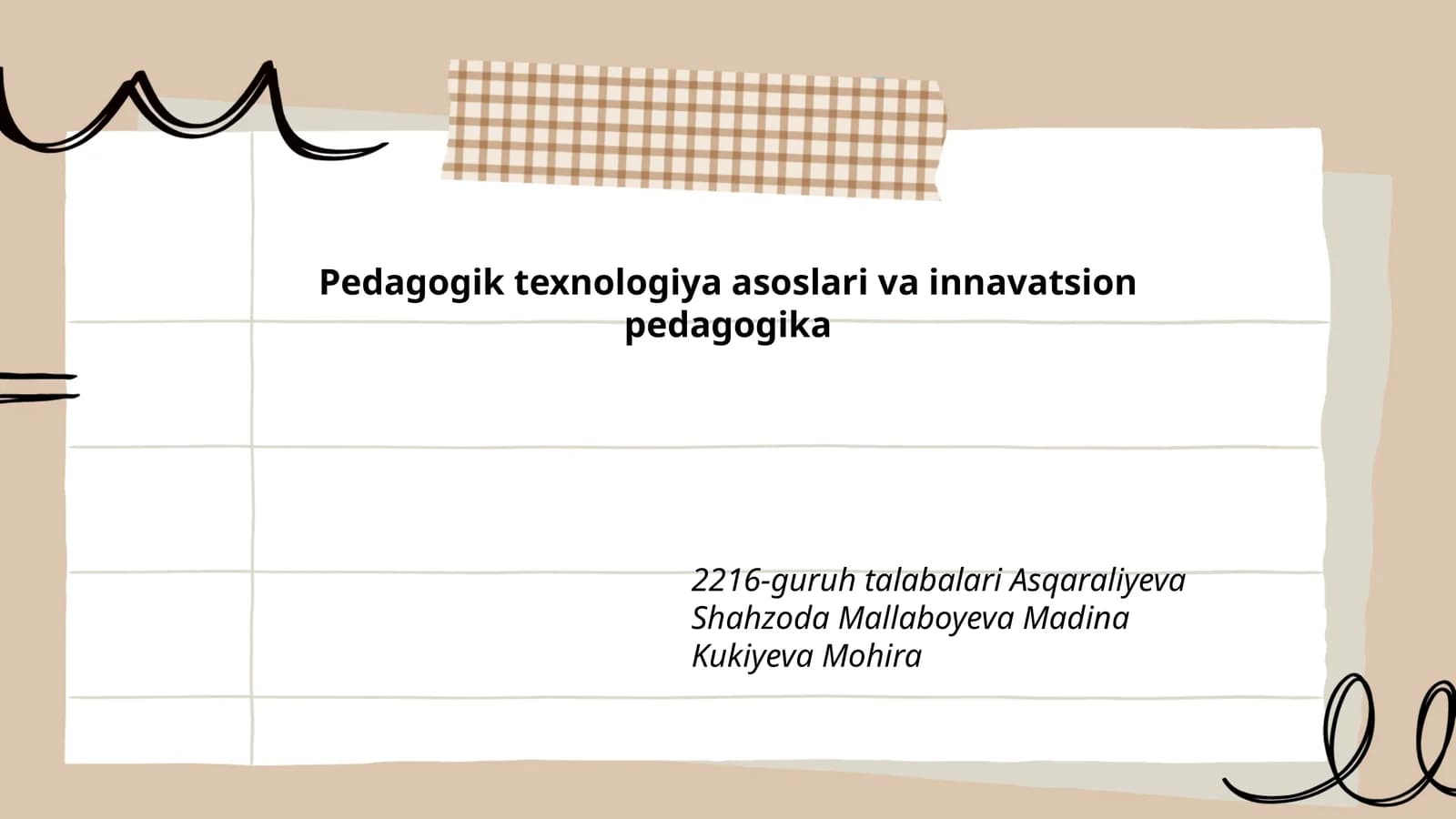 Pedagogik texnologiya asoslari va innavatsion pedagogika