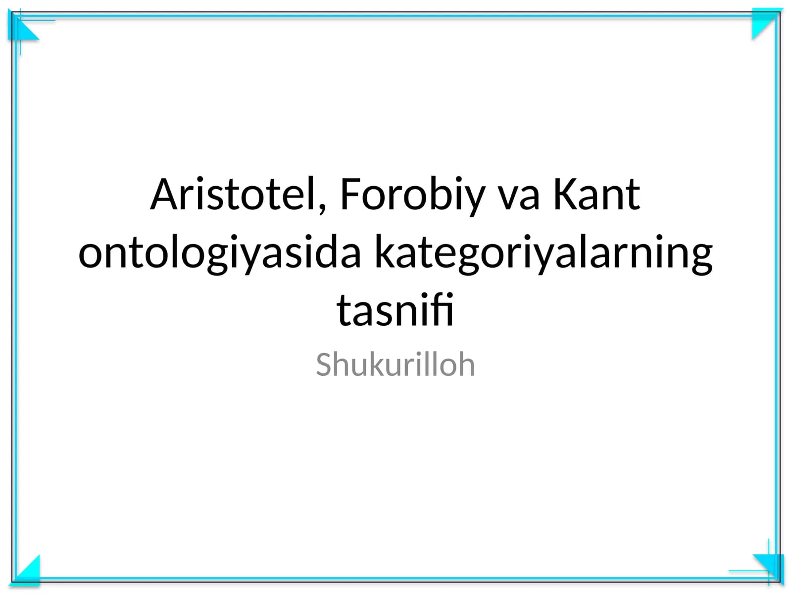Aristotel, Forobiy va Kant ontologiyasida kategoriyalarning tasnifi