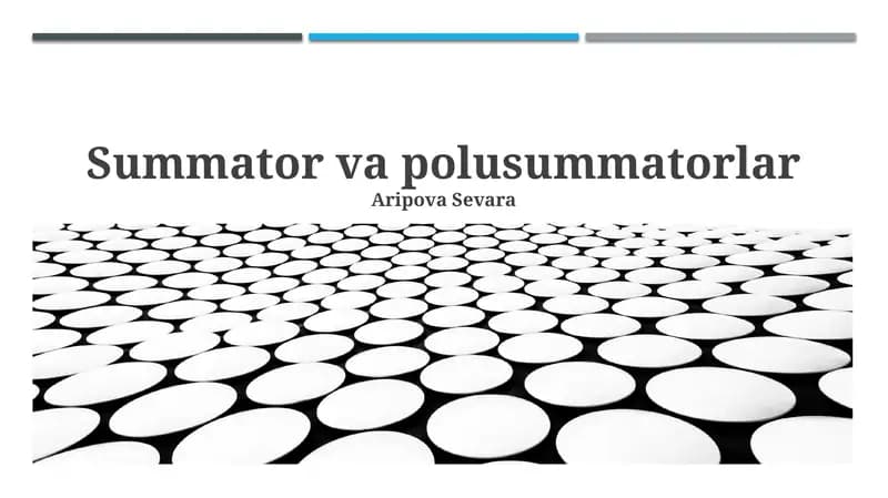Summator va polusummatorlar
