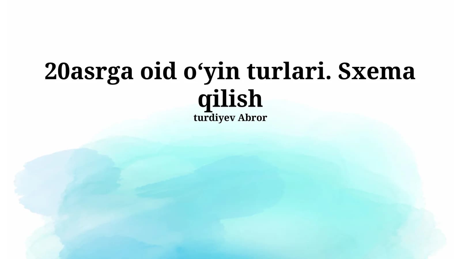 20asrga oid oʻyin turlari. Sxema qilish