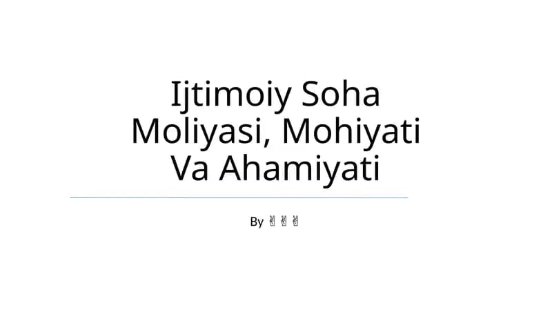 Ijtimoiy Soha Moliyasi, Mohiyati Va Ahamiyati