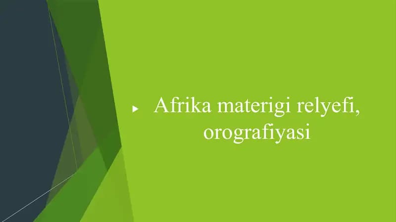 Afrika materigi relyefi, orografiyasi