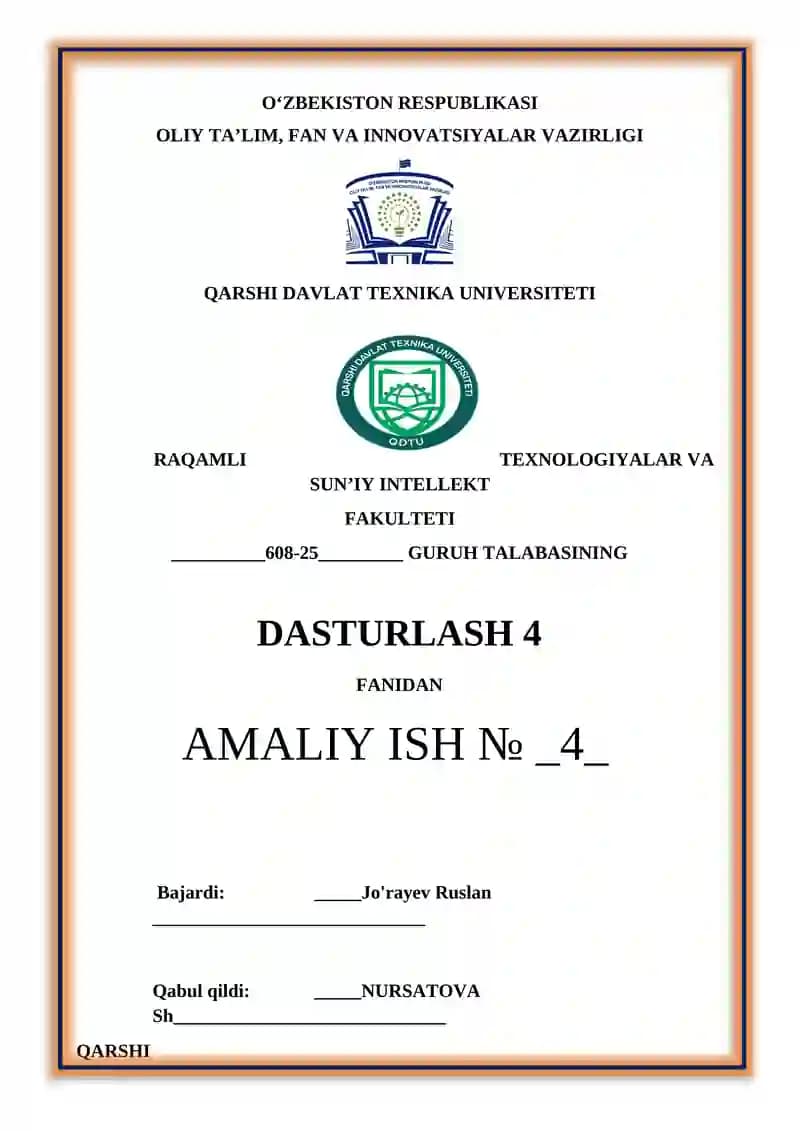 Funksiyalar. Nostandart funksiyalar. Foydalanuvchini 7 ng funksiyalari va ulardan foydalanish
