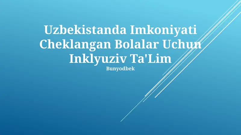 Inklyuziv Ta'lim O'quv Qitobnomasi