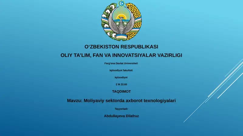 Moliyaviy sektorda axborot texnologiyalari