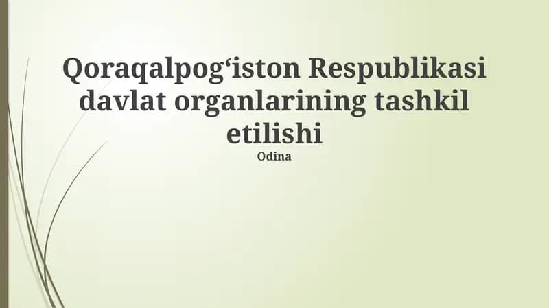 Qoraqalpog‘iston Respublikasi Davlat Organlarining Tashkil Topishi