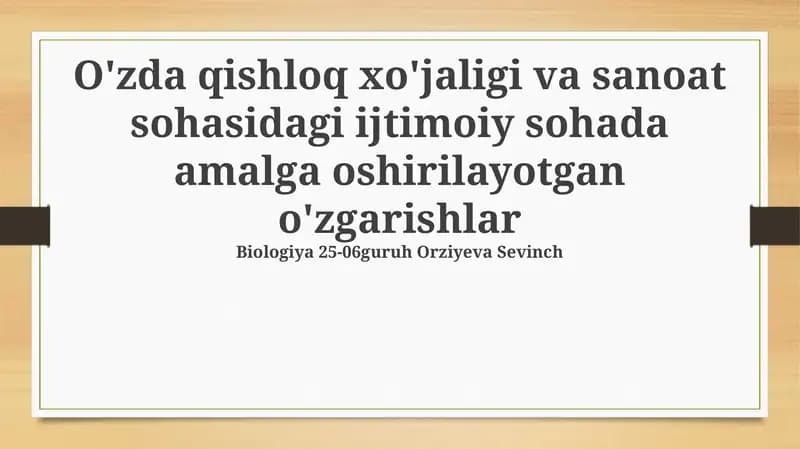 O'zbekistonda ijtimoiy islohotlarning umumiy yo'nalishi