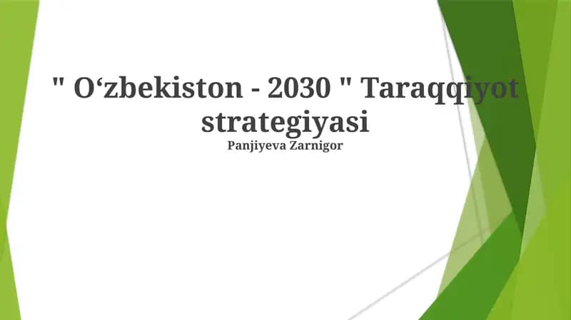 Oʻzbekiston - 2030 Strategiyasi