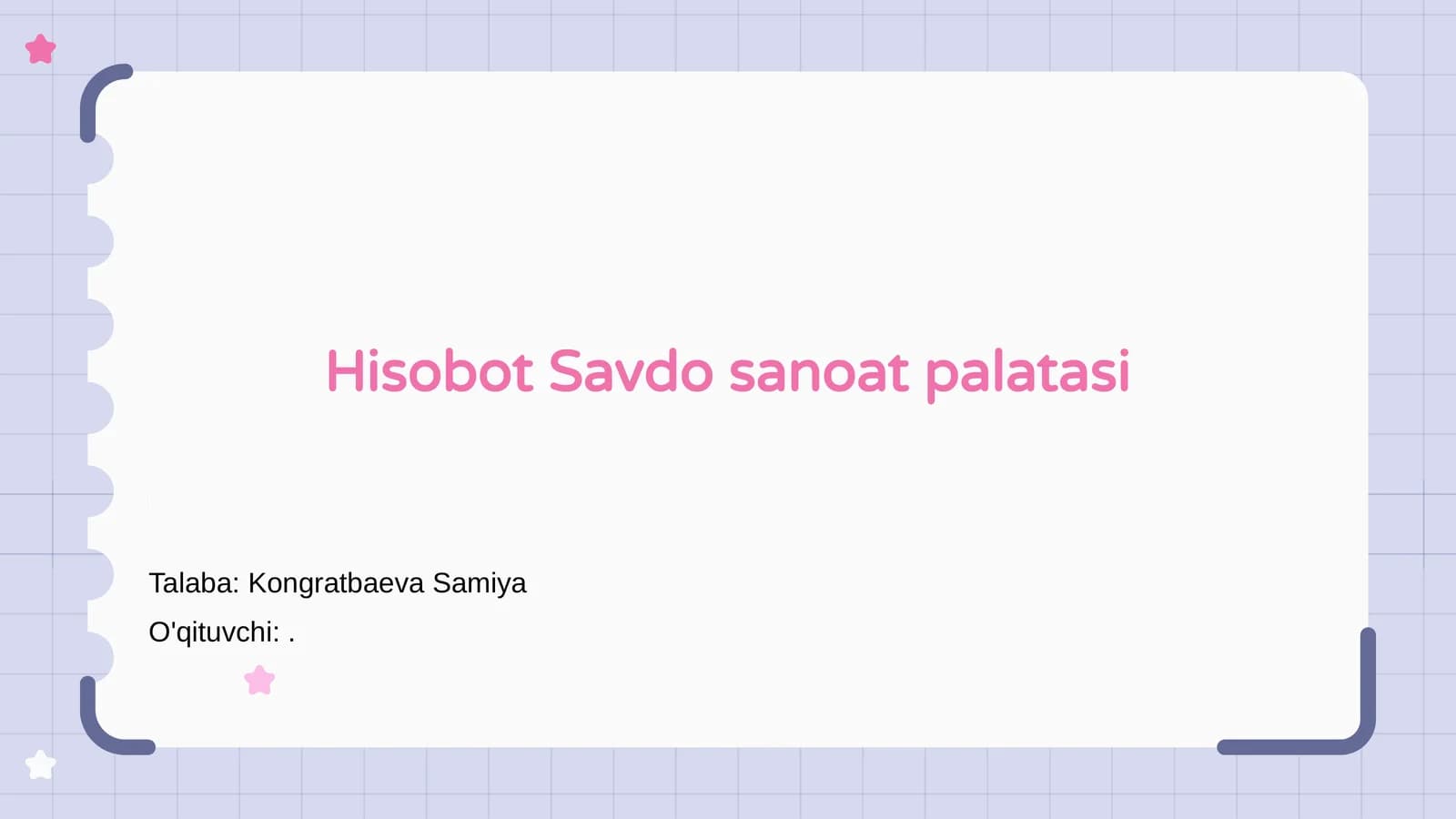 Hisobot Savdo sanoat palatasi