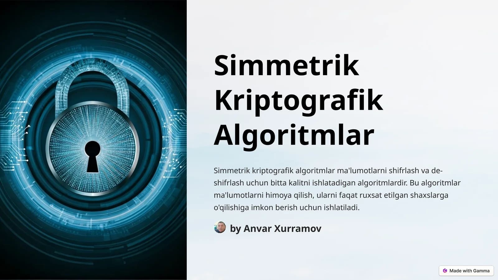 Simmetrik Kriptografik Algoritmlar