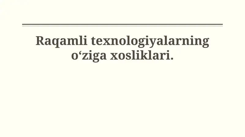 Raqamli texnologiyalar