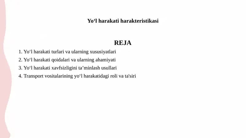 Yoʻl harakati harakteristikasi