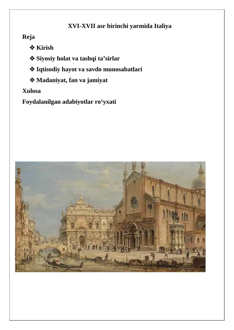 XVI-XVII asr Italiyasi (XVI-XVII Century Italy)