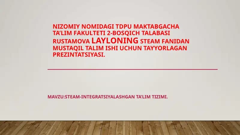 STEAM-INTEGRATSIYALASHGAN TA’LIM TIZIMI
