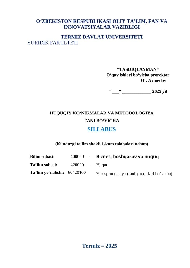 Huquqiy ko‘nikmalar va metodologiya