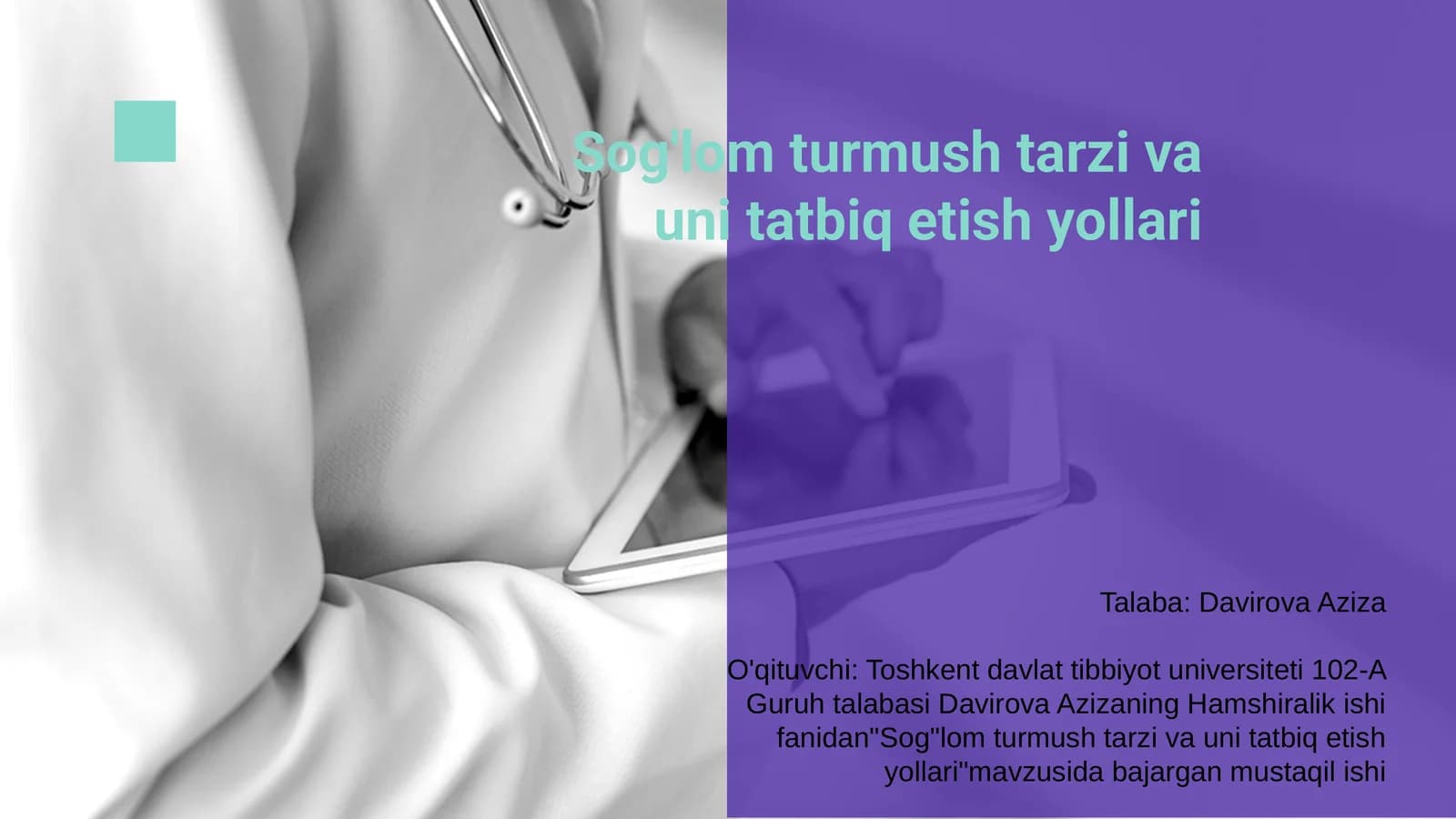 Sog'lom turmush tarzi va uni tatbiq etish yollari