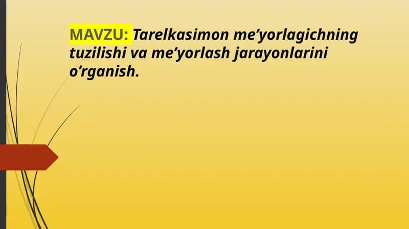 Tarelkasimon me’yorlagichning tuzilishi va me’yorlash jarayonlarini o’rganish.