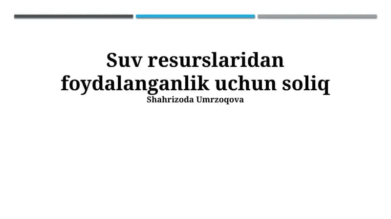 Tabiiy Resurs Soliqlarining Iqtisodiy Ta'siri