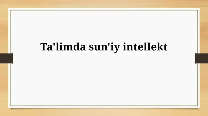 Ta'limda Sun'iy Intellekt