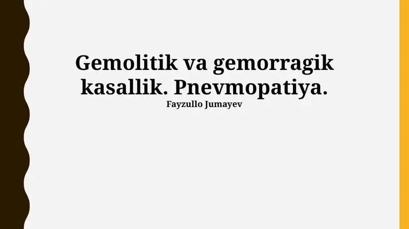 Gemolitik va Gemorragik Kasalliklar