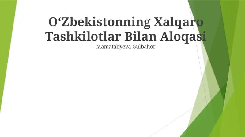 OʻZbekistonning Xalqaro Tashkilotlar Bilan Aloqasi