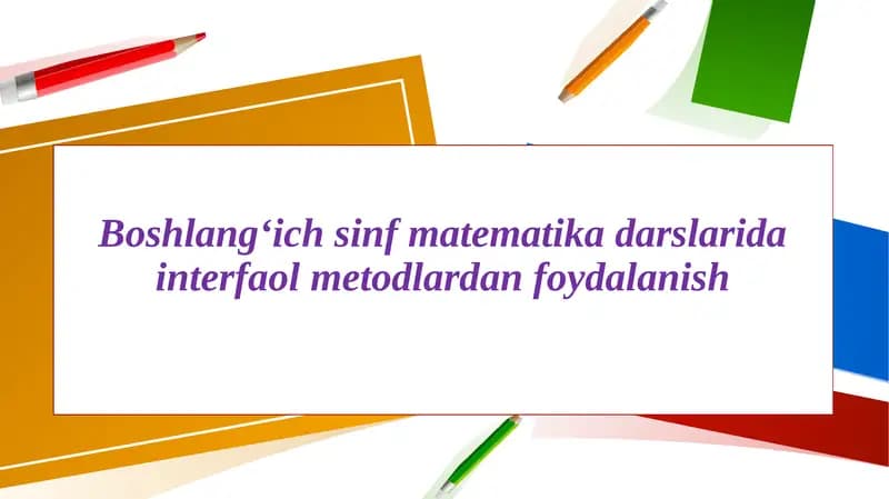 Boshlang‘ich sinf matematika darslari