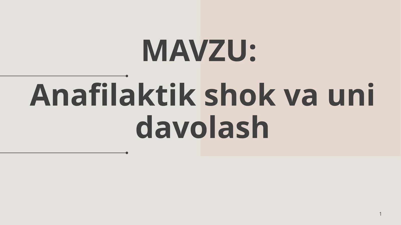 Anafilaktik shok va uni davolash