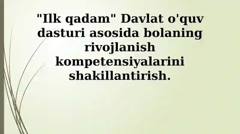 "Birinchi qadam" Davlat o'quv dasturi
