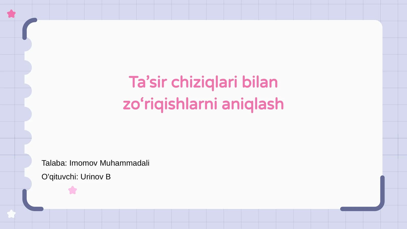 Ta’sir chiziqlari bilan zo‘riqishlarni aniqlash