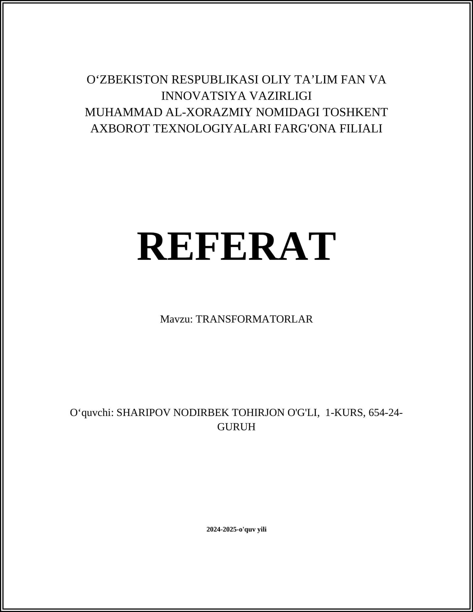 TRANSFORMATORLAR