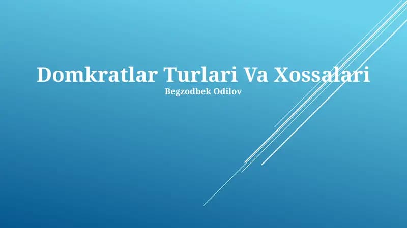 Domkratlar Turlari Va Xossalari