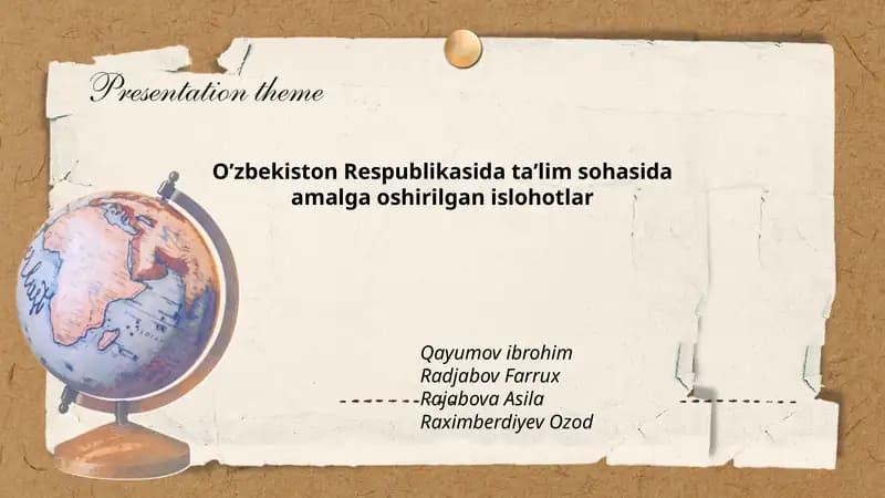 O’zbekiston Respublikasida ta’lim sohasida amalga oshirilgan islohotlar