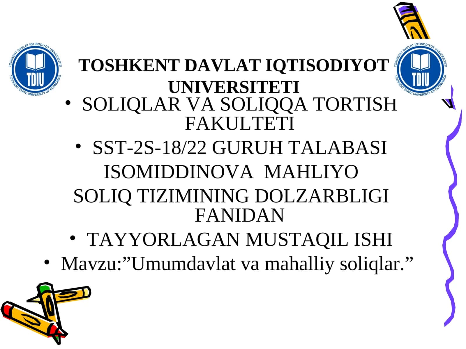 Umumdavlat va mahalliy soliqlar
