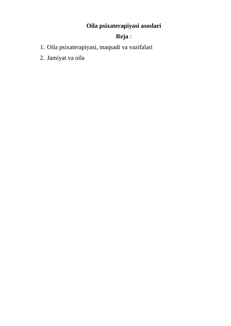 Oila psixaterapiyasi asoslari