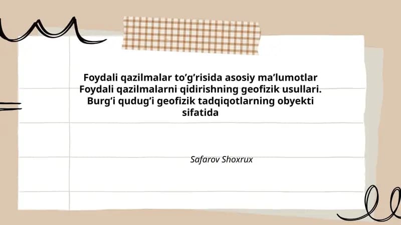 Foydali qazilmalar toʼgʼrisida asosiy maʼlumotlar