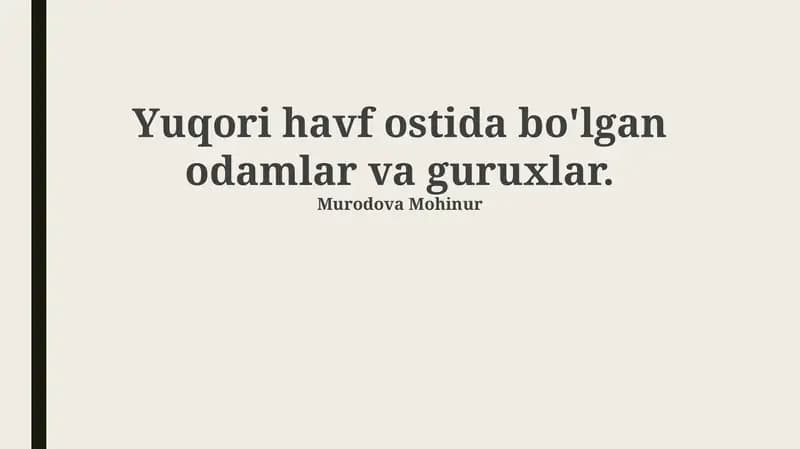 Yuqori xavf ostidagi shaxslar va zaif guruhlarning ta'rifi va omillari
