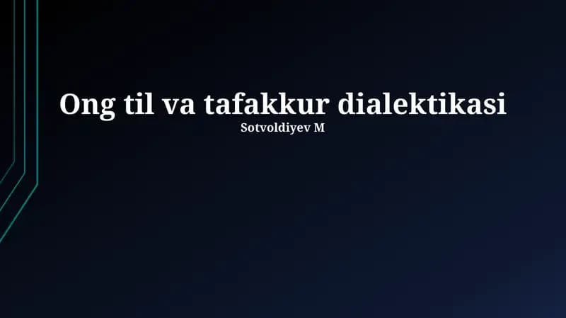 Ong til va tafakkur dialektikasi
