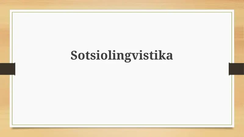 Sotsiolingvistika