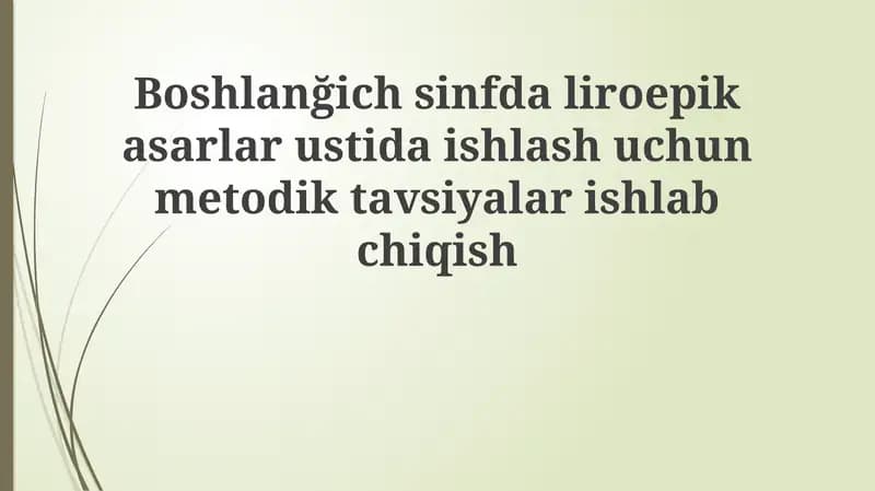 Liriko-epik Asarlar