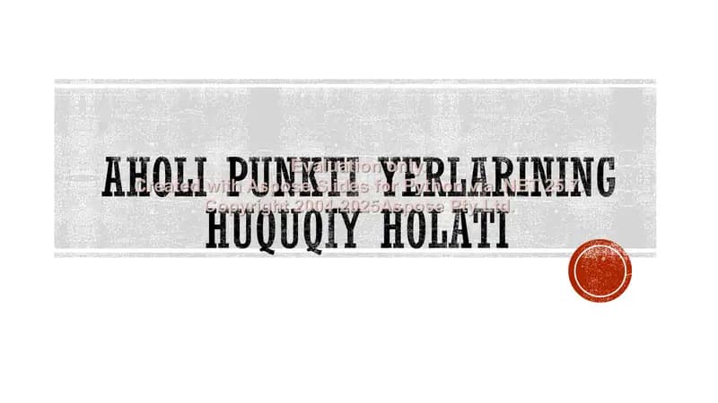 Aholi punkti yerlarining huquqiy holati