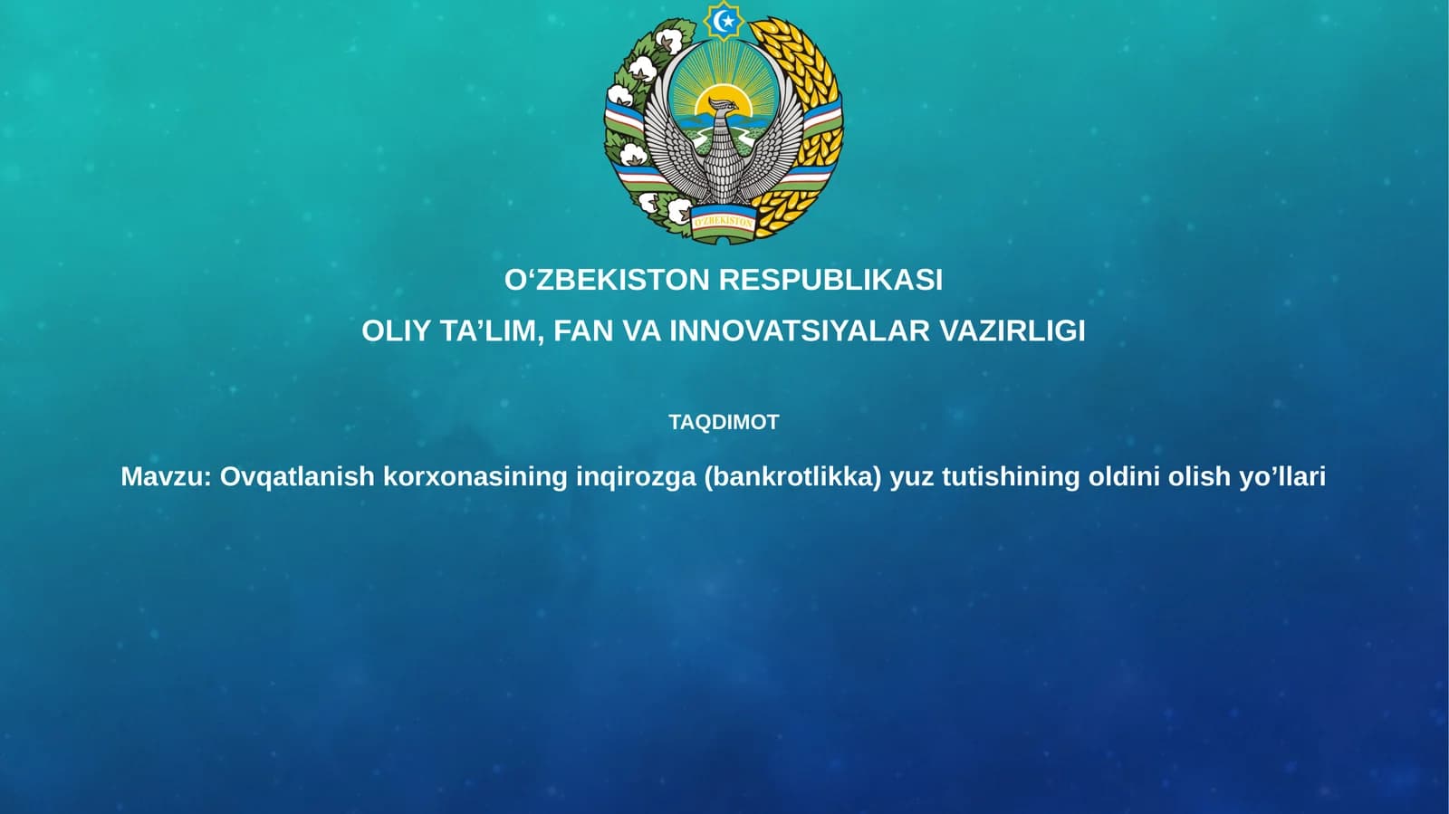 Ovqatlanish korxonasi inqirozga yuz tutishning oldini olish yo'llari