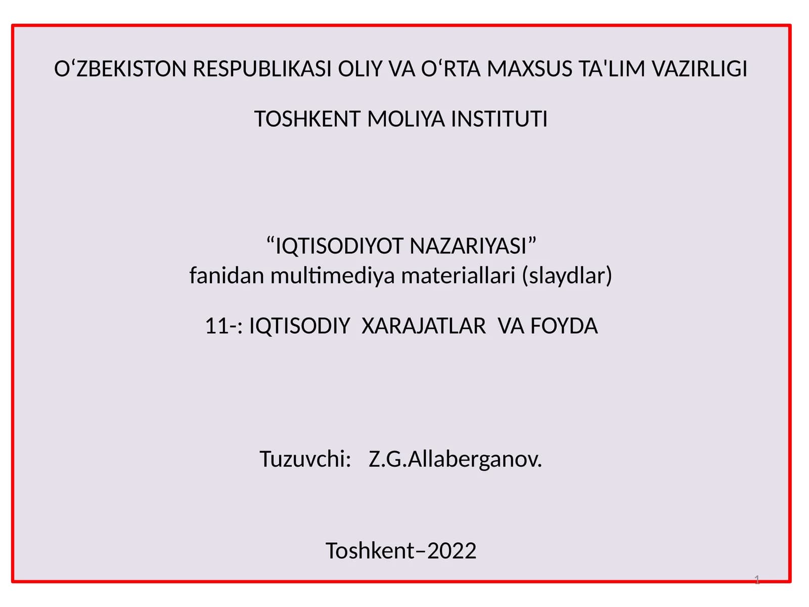 Iqtisodiy xarajatlar va foyda